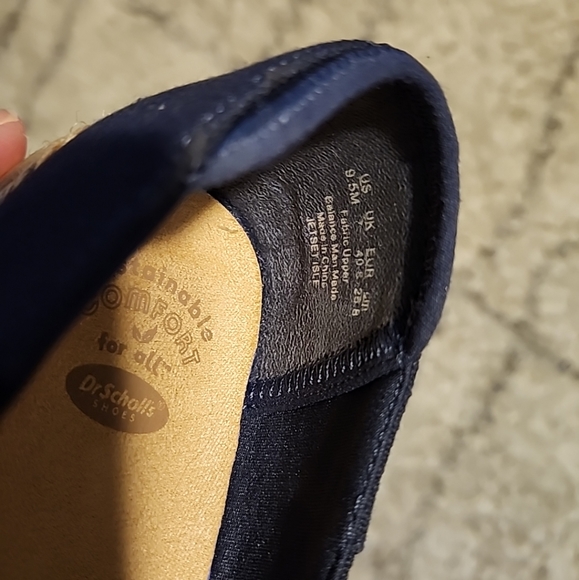 Dr Scholls Woman's Size 9.5M slip-on navy blue canvas espiradrille shoes NWOT - Picture 2 of 10